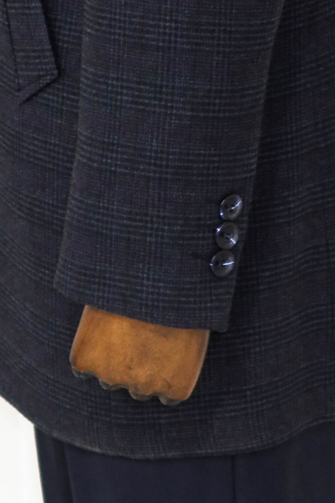 Abrigo Hombre Cuadros Cuello Alzado Azul Marino - Wessi