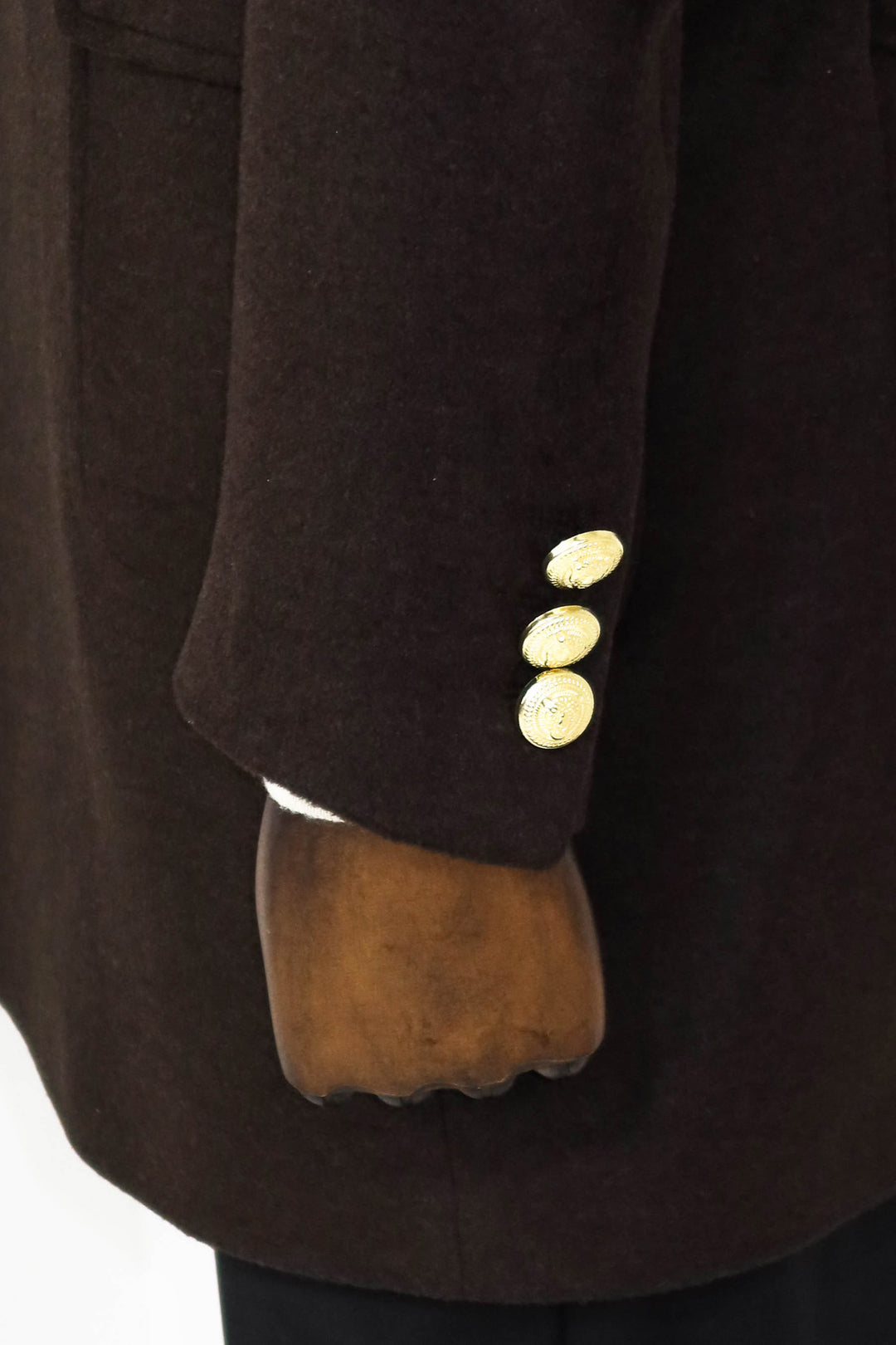 Cappotto lungo doppiopetto con bottoni in metallo marrone - Wessi