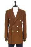 Cappotto da uomo marrone chiaro doppiopetto con bottoni in metallo - Wessi
