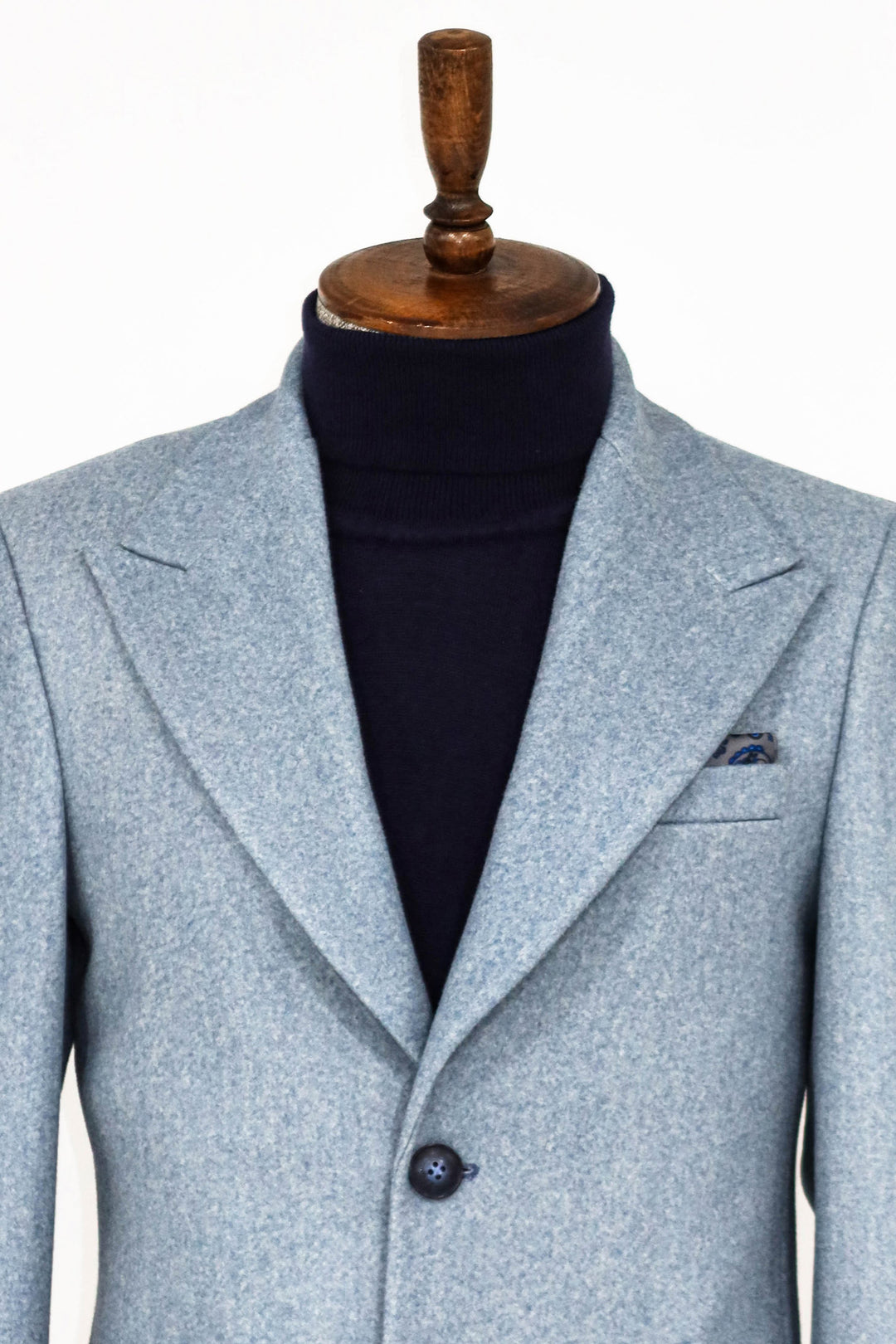 Cappotto da uomo azzurro in lana con revers ampio - Wessi