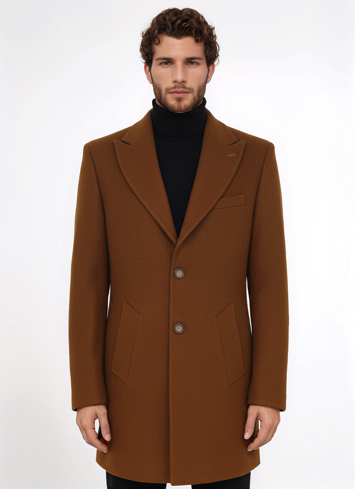 Wide Lapel Wool Brown Men Coat - Wessi – Wessi - Discover Diversity