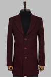 Cappotto da uomo bordeaux in lana con risvolto ampio - Wessi