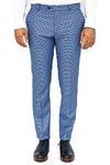 Houndstooth Patterned Indigo Blue Men Pants - Wessi