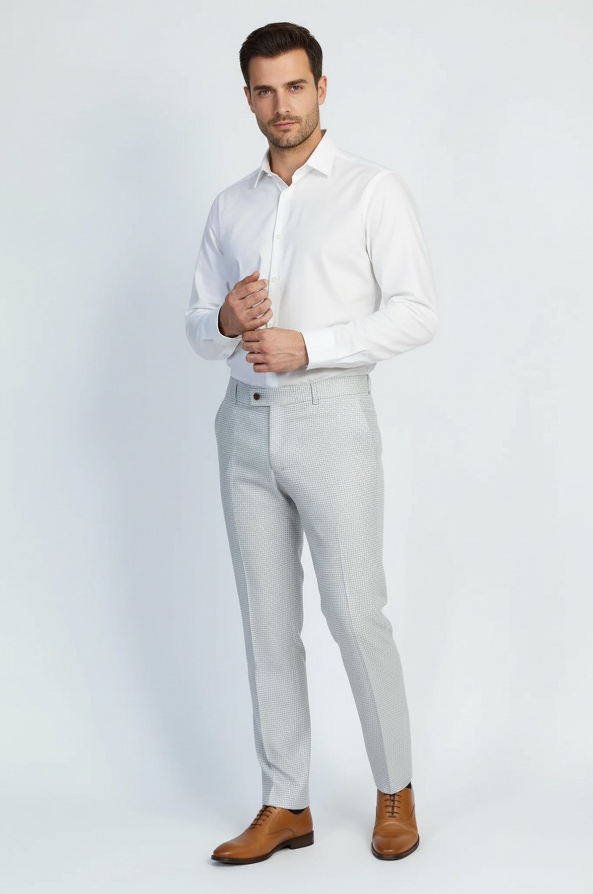 light grey dress pants outfit men Men's Light Grey Dress Pants, 48 Regular, Modern Fit
