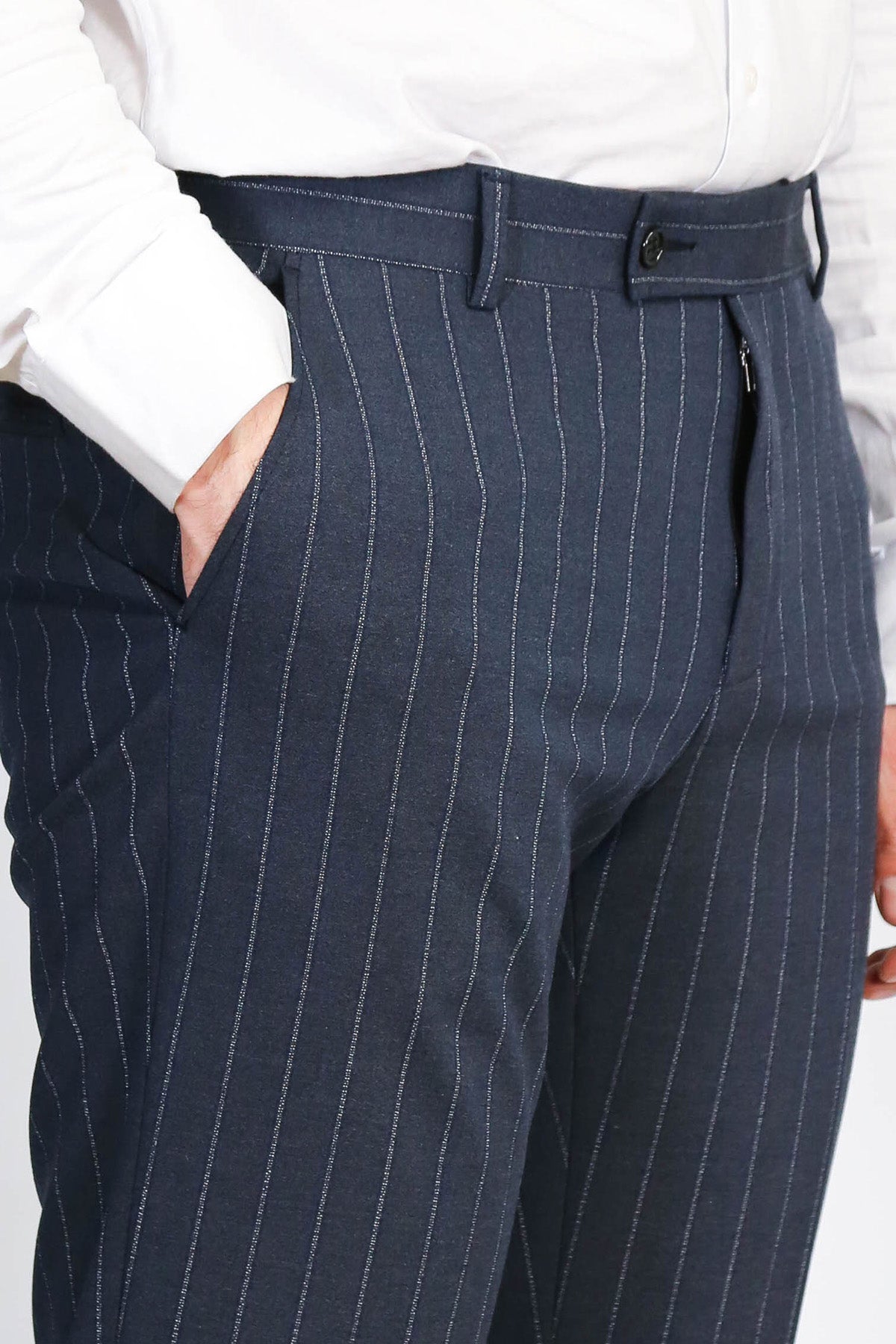 Striped Slim Fit Navy Blue Men Pants - Wessi – Wessi