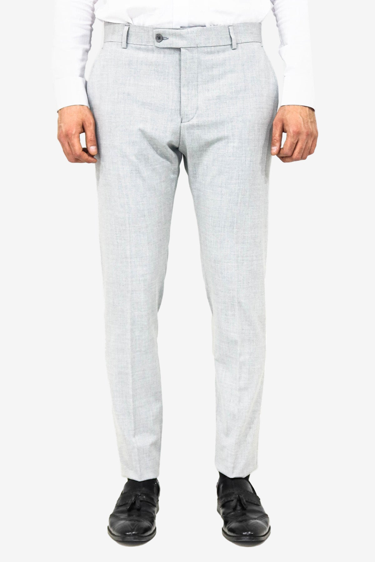 Wessi Men's Light Grey Patternless Slim Fit Dress Pants, Grey Size 36 Wessi Men's Light Grey Patternless Slim Fit Dress Pants, Grey Size 36