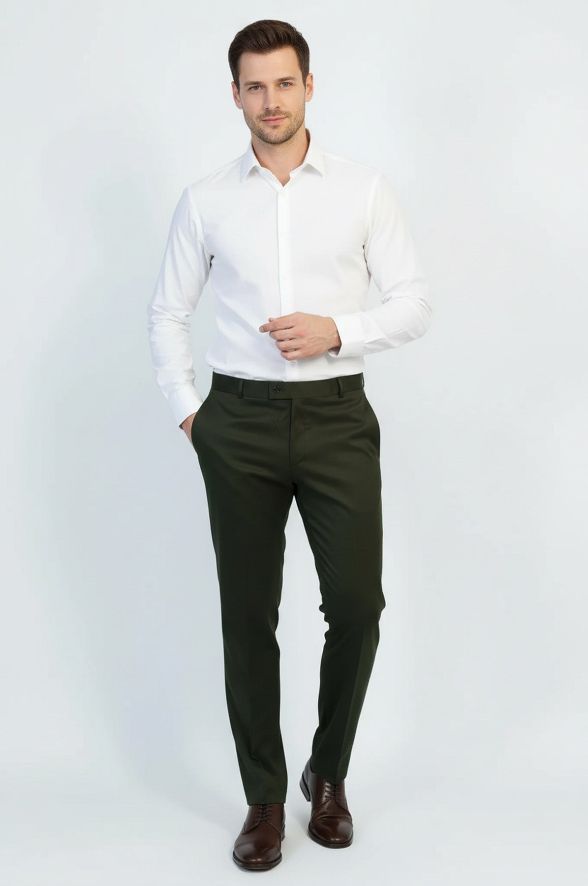 Slim Fit Plain Green Men Pants - Wessi – Wessi