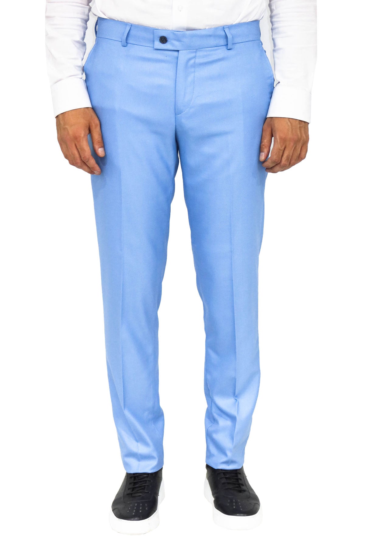Pantalones De Piel Sintética Para Hombre Azul - Talla W38, Ajustados, Ideales Para Clubes O Moto