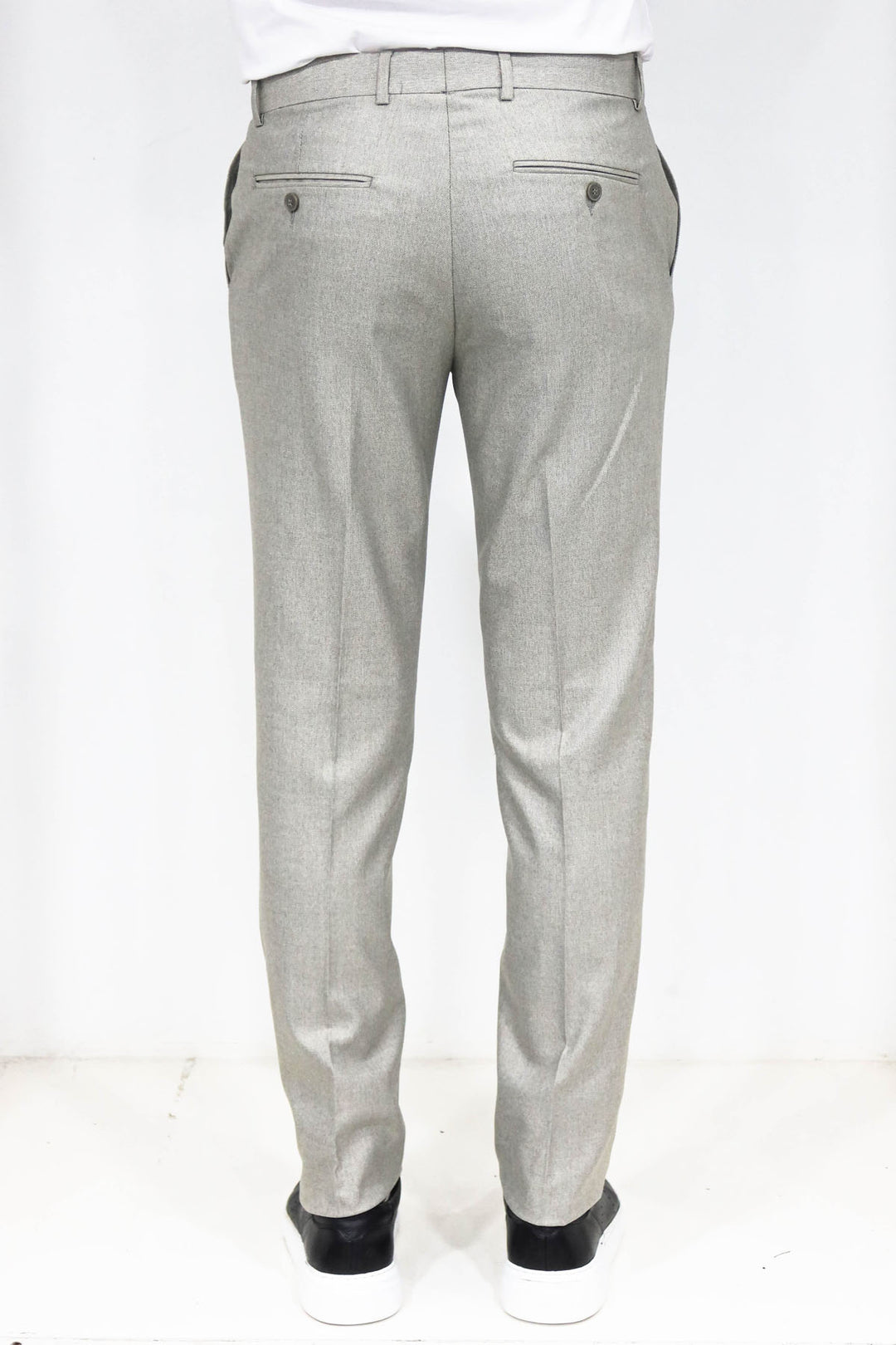 Slim Fit Textured Cream Men Trousers - Wessi