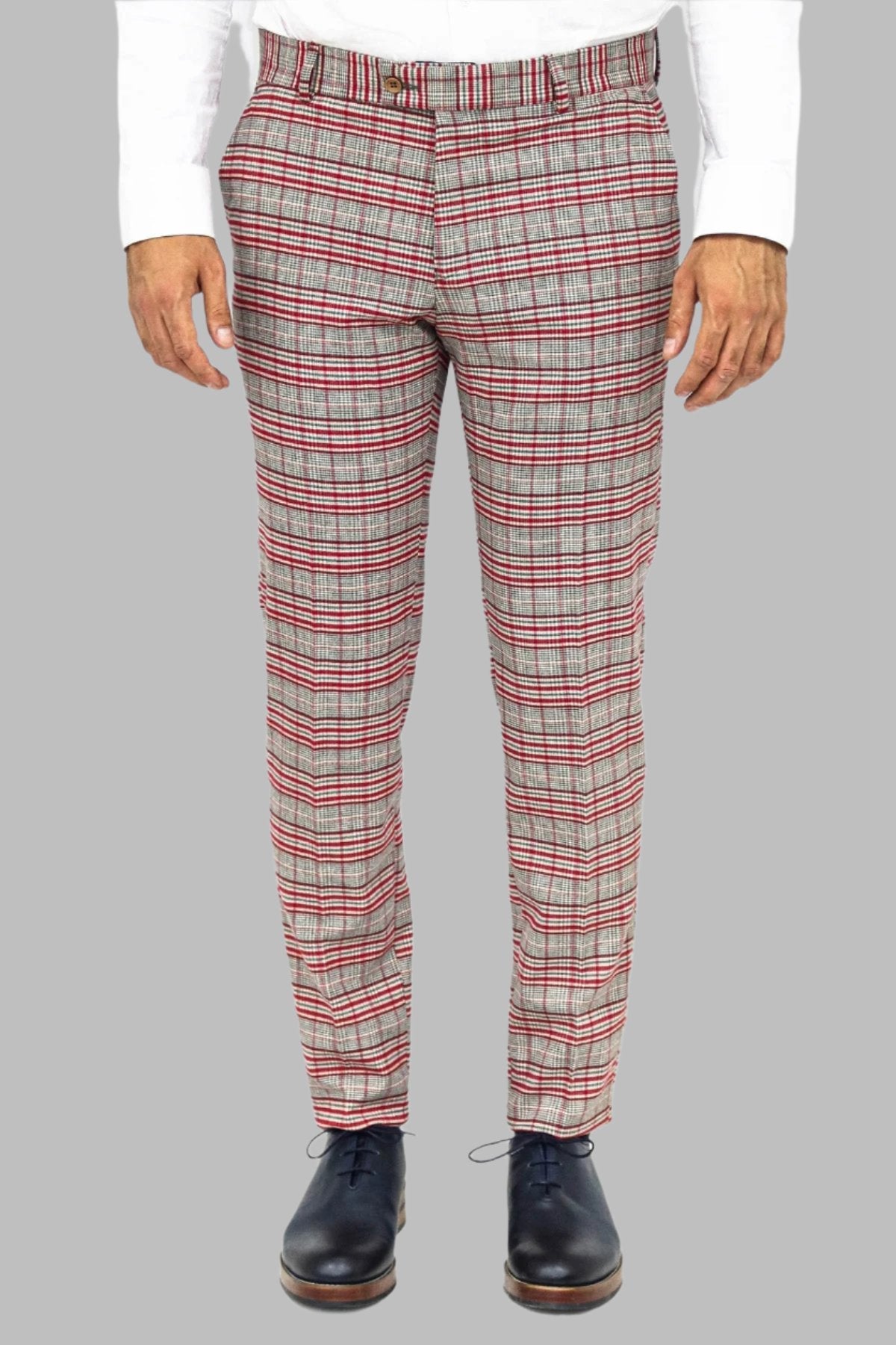 Slim Fit Plaid Grey Men Pants Wessi