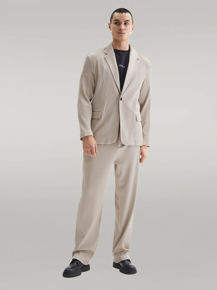 Costume Homme Beige Côtelé Texturé Oversize - Wessi