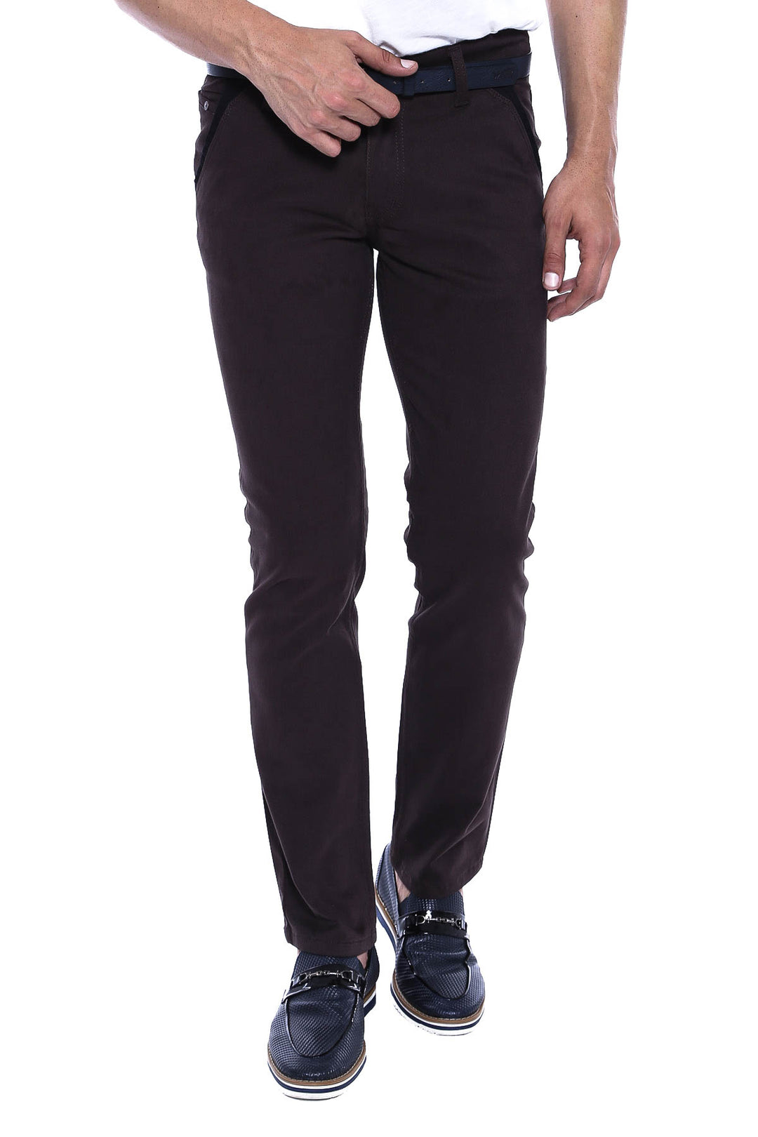 Pantalones de hombre de color marrón oscuro de gabardina - Wessi
