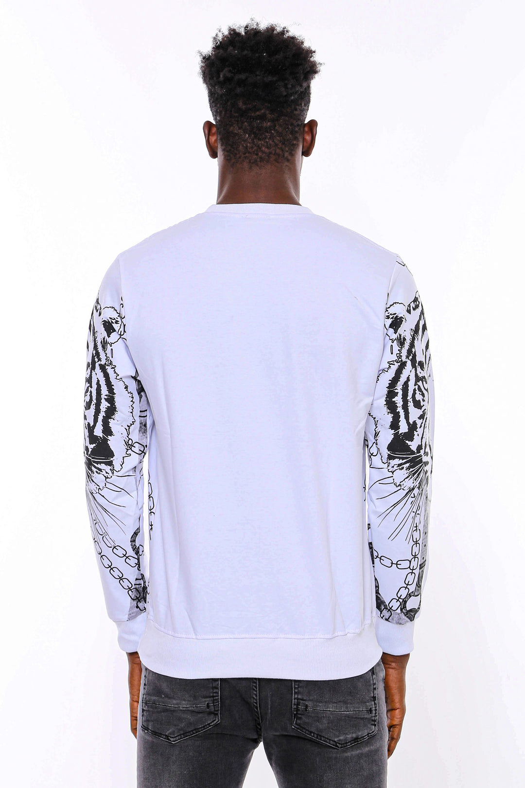 Sudadera Blanca Estampado Tigre Slim FitSudadera Blanca Estampado Tigre Slim Fit - Wessi