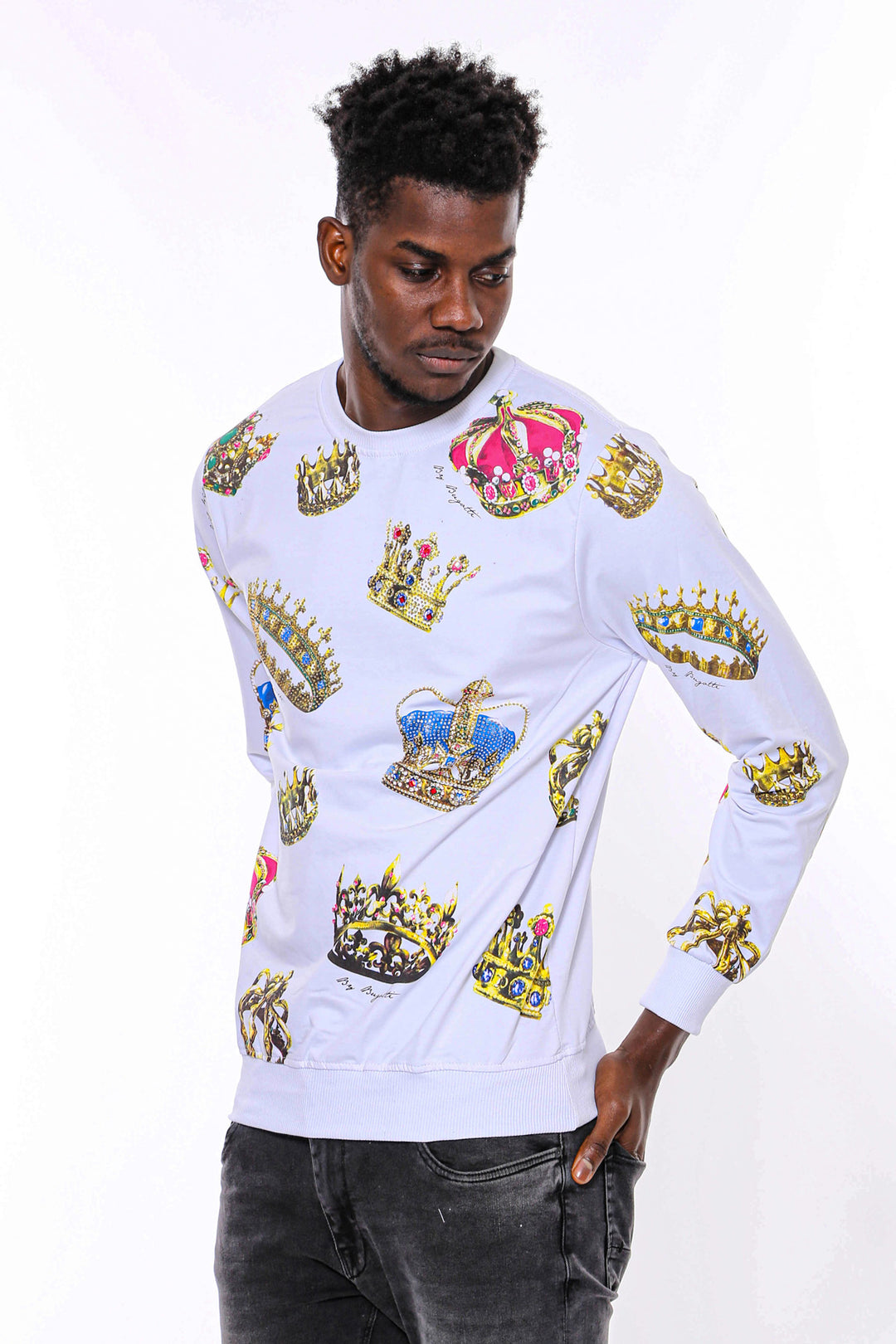 Sudadera blanca estampada slim fit - Wessi