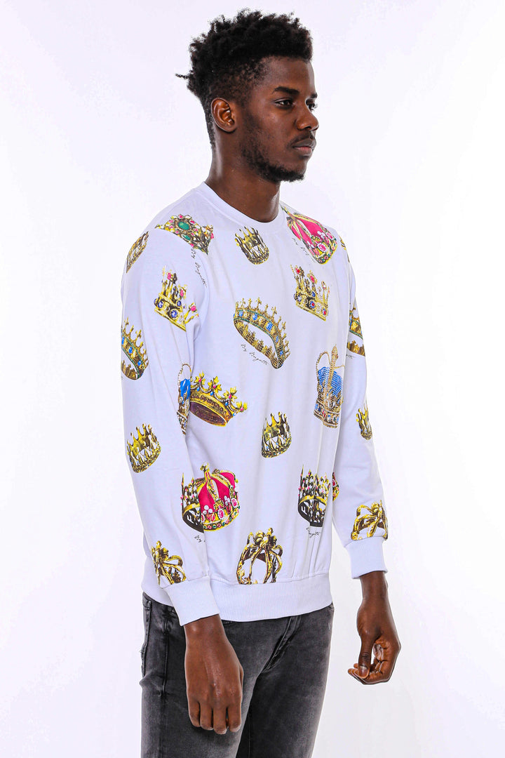 Sudadera blanca estampada slim fit - Wessi