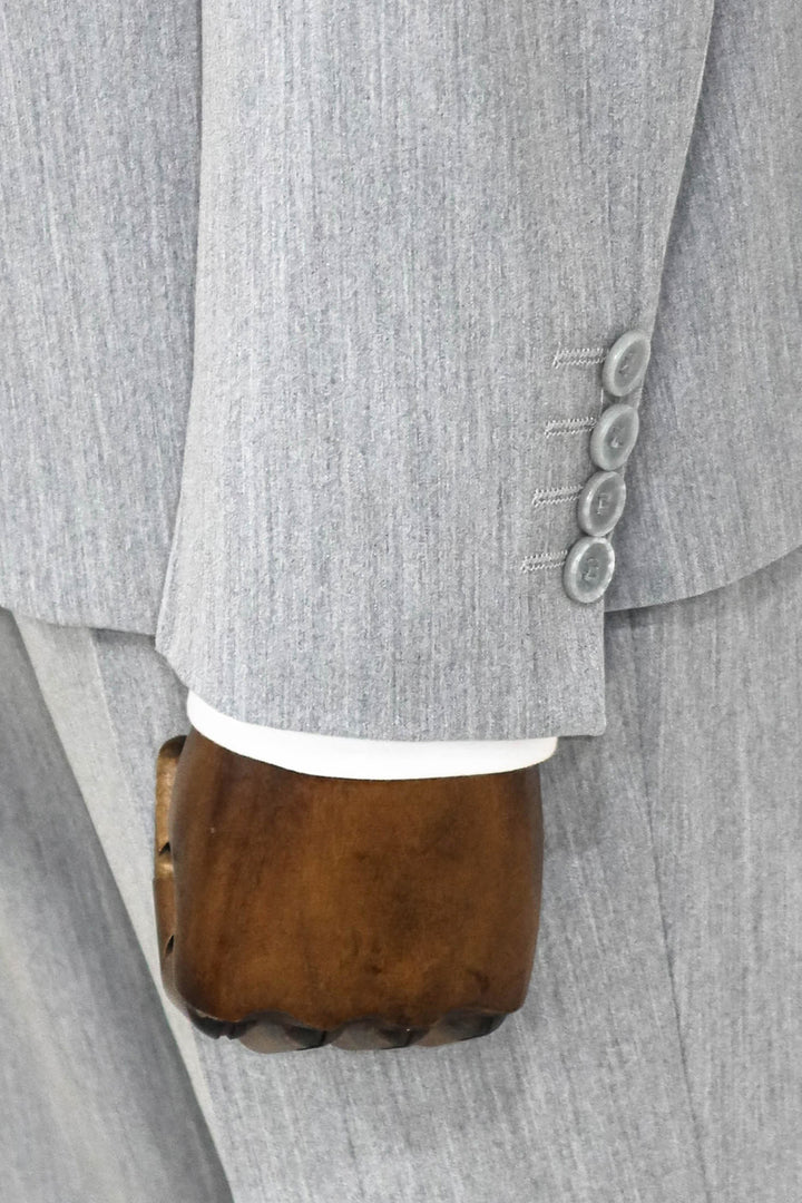 2 Piece Plain Slim Fit Grey Men Suit and Shirt Combination - Wessi