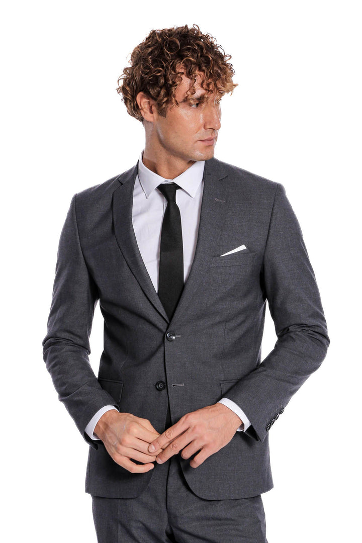 Traje gris de 2 piezas con 2 botones para hombre - Wessi