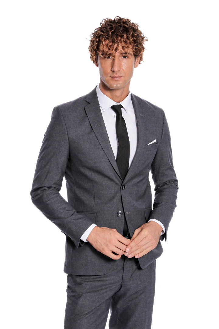 Traje gris de 2 piezas con 2 botones para hombre - Wessi