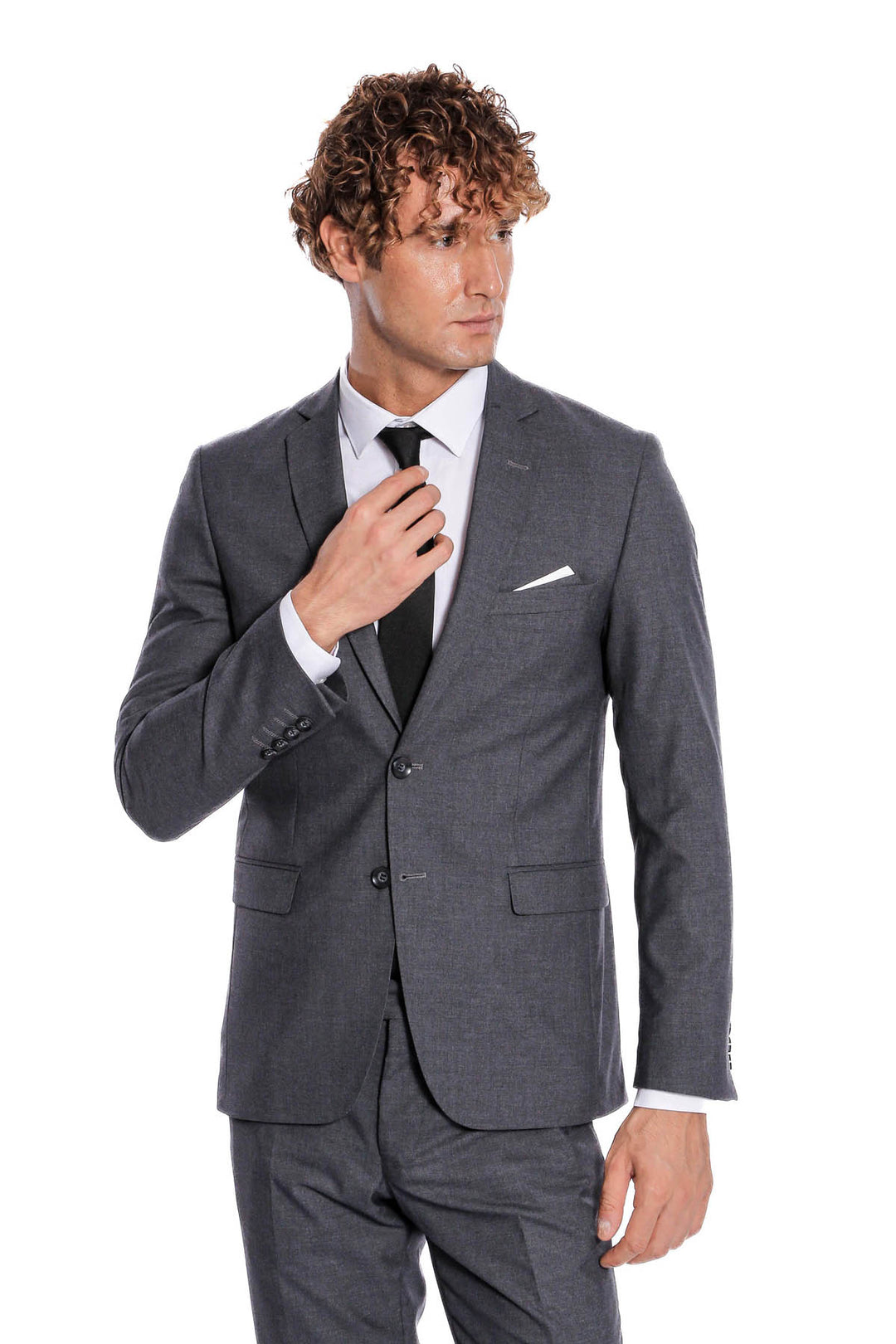 Traje gris de 2 piezas con 2 botones para hombre - Wessi