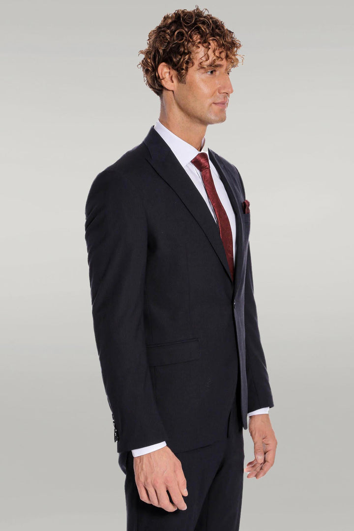 2 Piece Striped Black Men Suit - Wessi