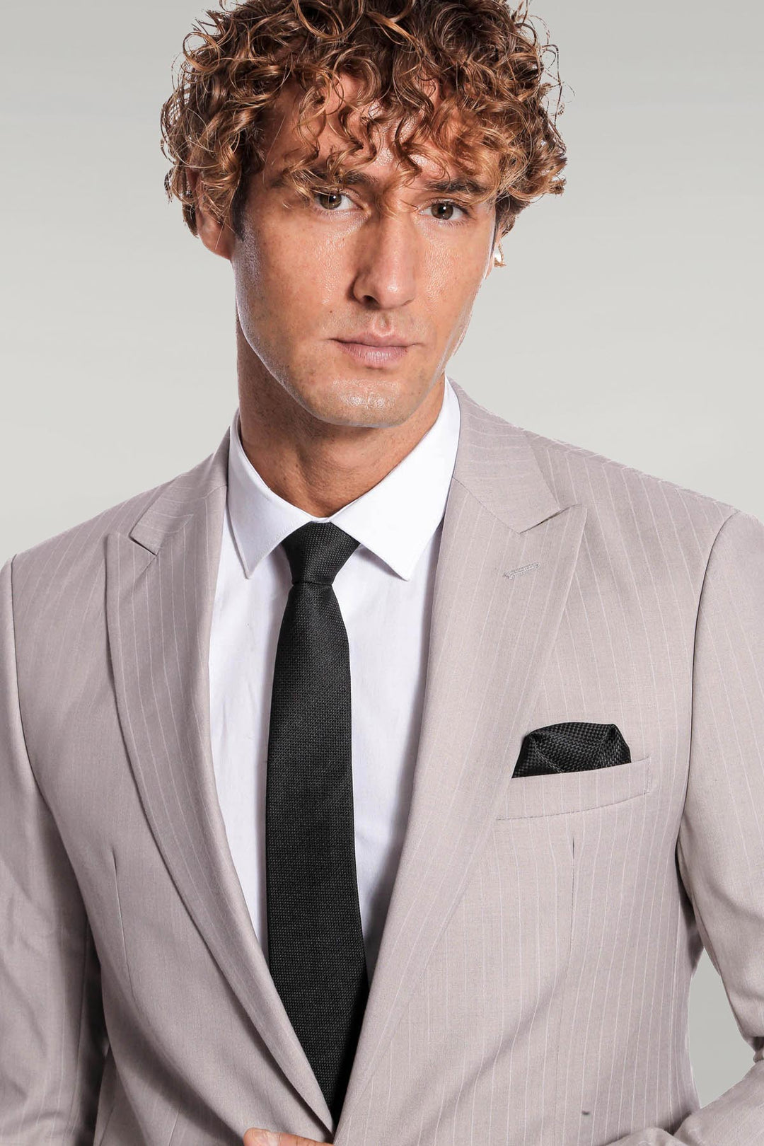 Traje de hombre gris a rayas de 2 piezas - Wessi