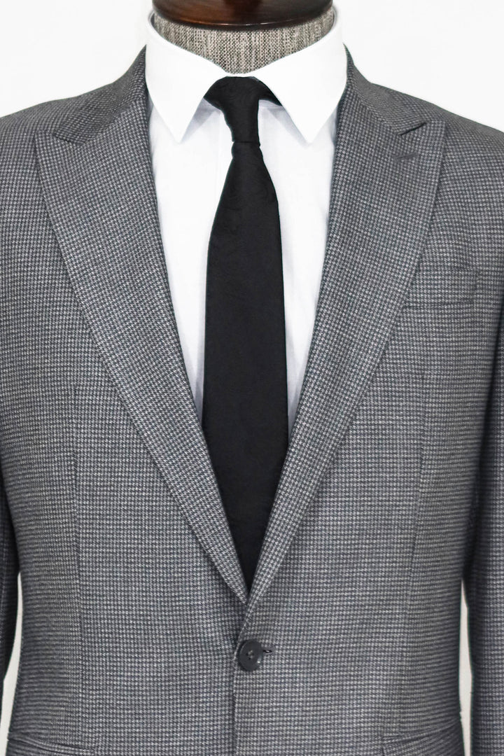 Traje de hombre gris slim fit de 2 piezas con estampado pata de gallo - Wessi