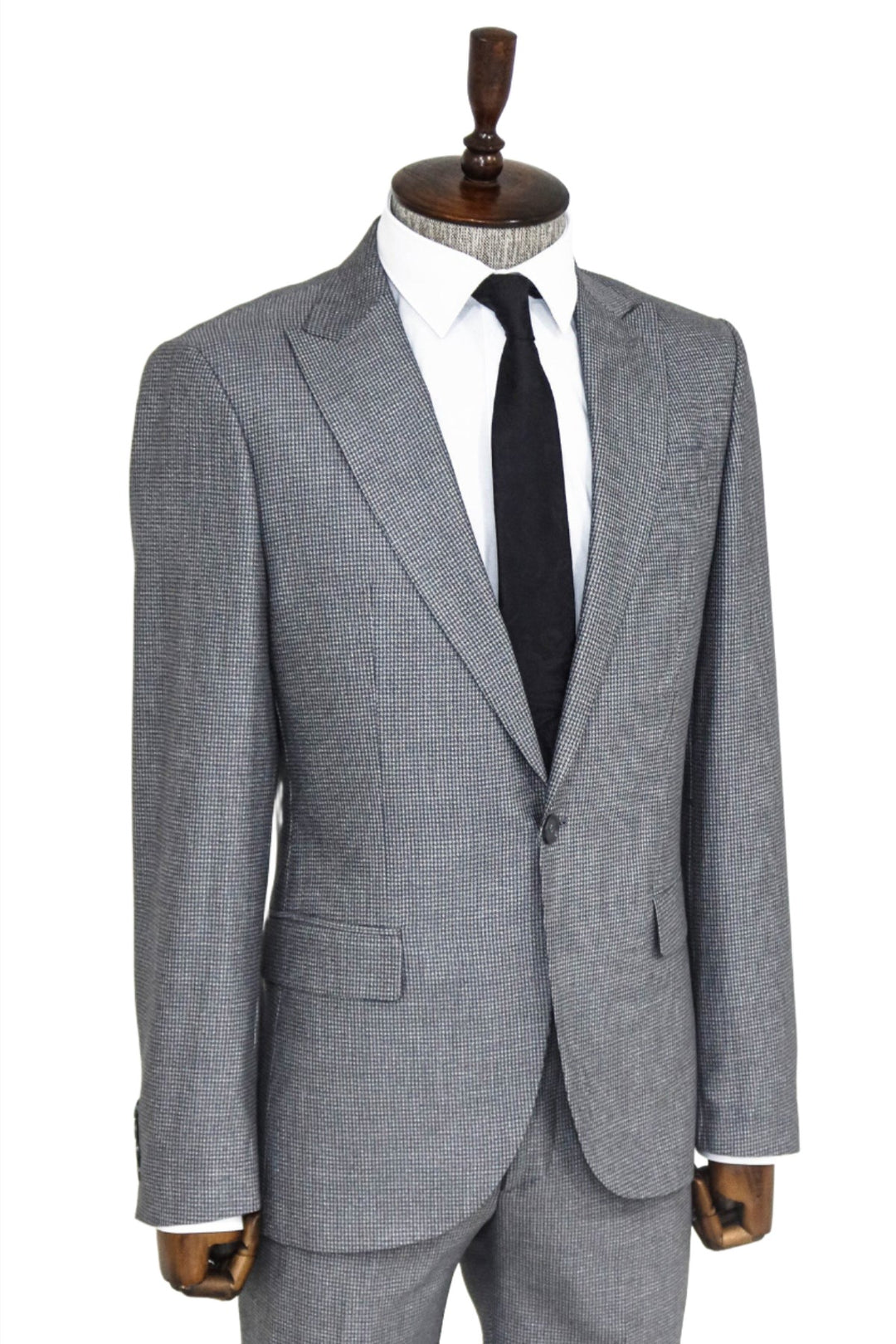 Traje de hombre gris slim fit de 2 piezas con estampado pata de gallo - Wessi