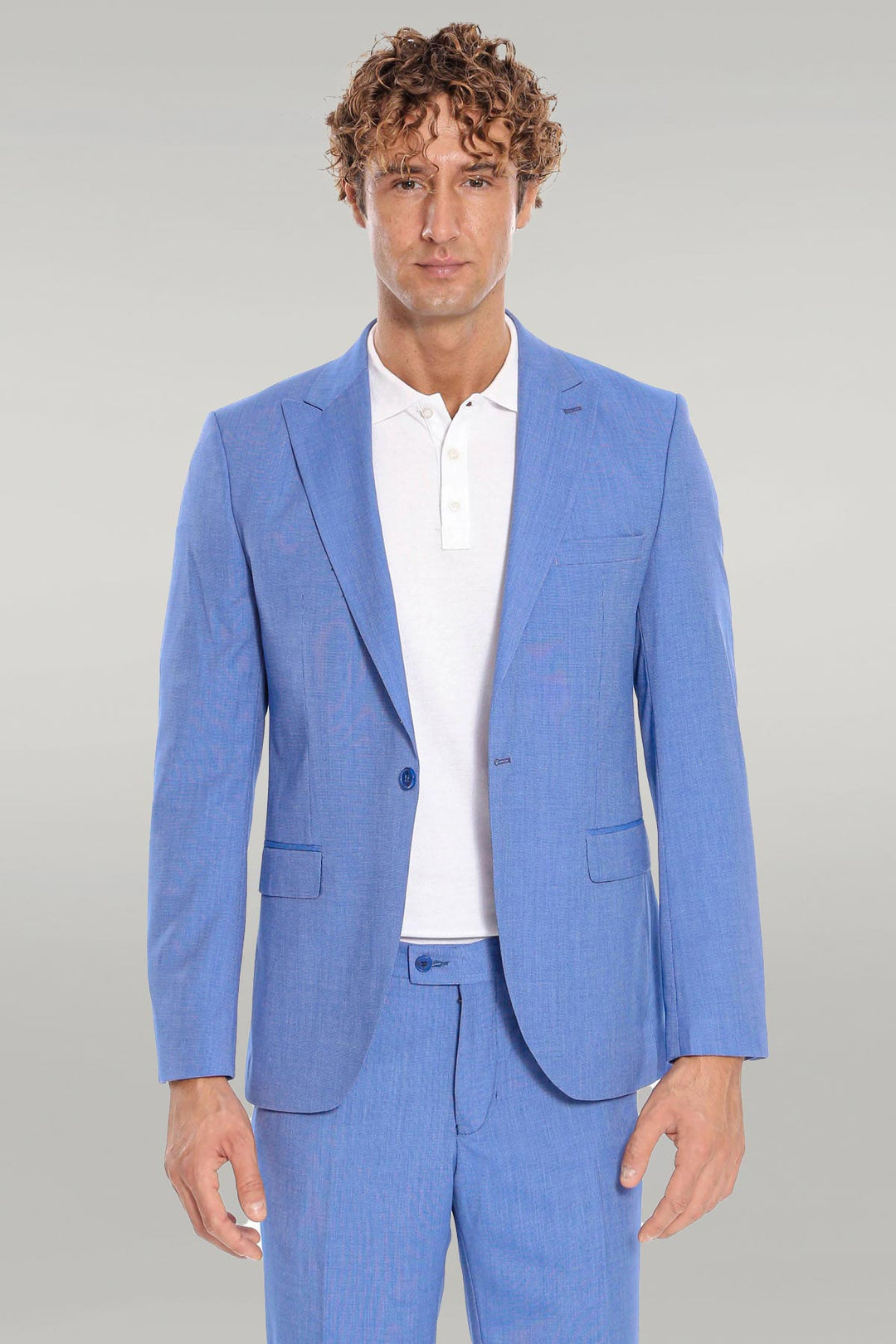 Abito da uomo azzurro slim fit in 2 pezzi fantasia - Wessi