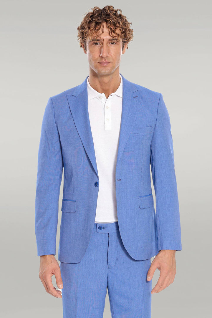 Abito da uomo azzurro slim fit in 2 pezzi fantasia - Wessi