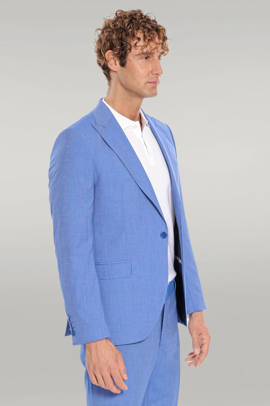 Abito da uomo azzurro slim fit in 2 pezzi fantasia - Wessi