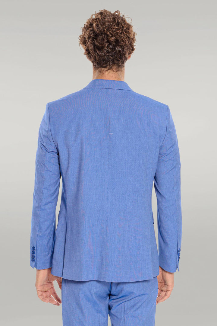 Abito da uomo azzurro slim fit in 2 pezzi fantasia - Wessi