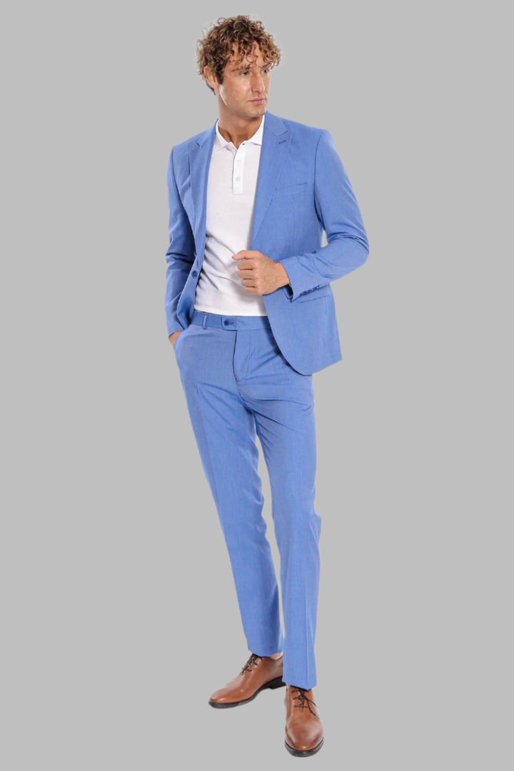 Abito da uomo azzurro slim fit in 2 pezzi fantasia - Wessi