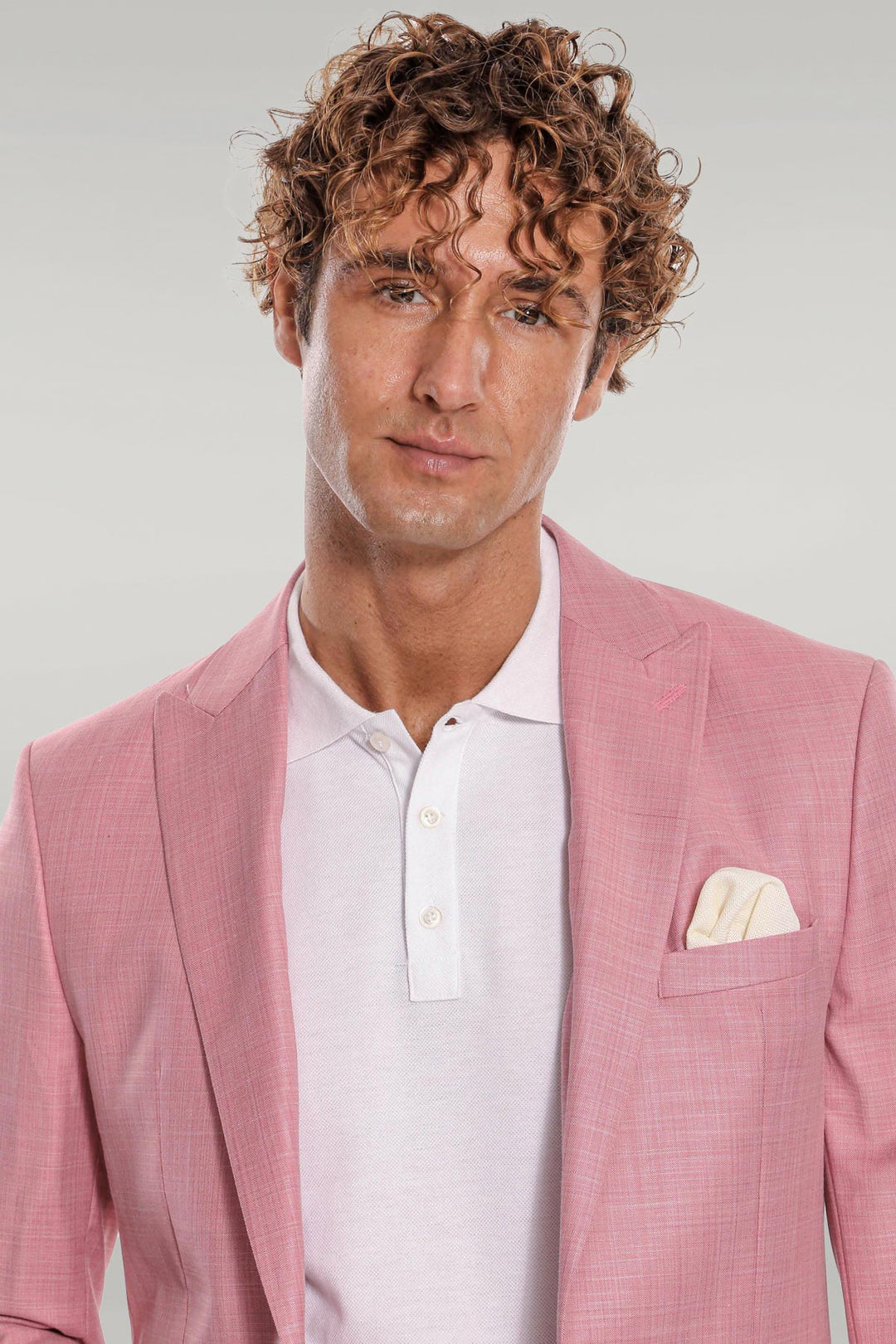 Abito da uomo rosa slim fit in 2 pezzi fantasia - Wessi