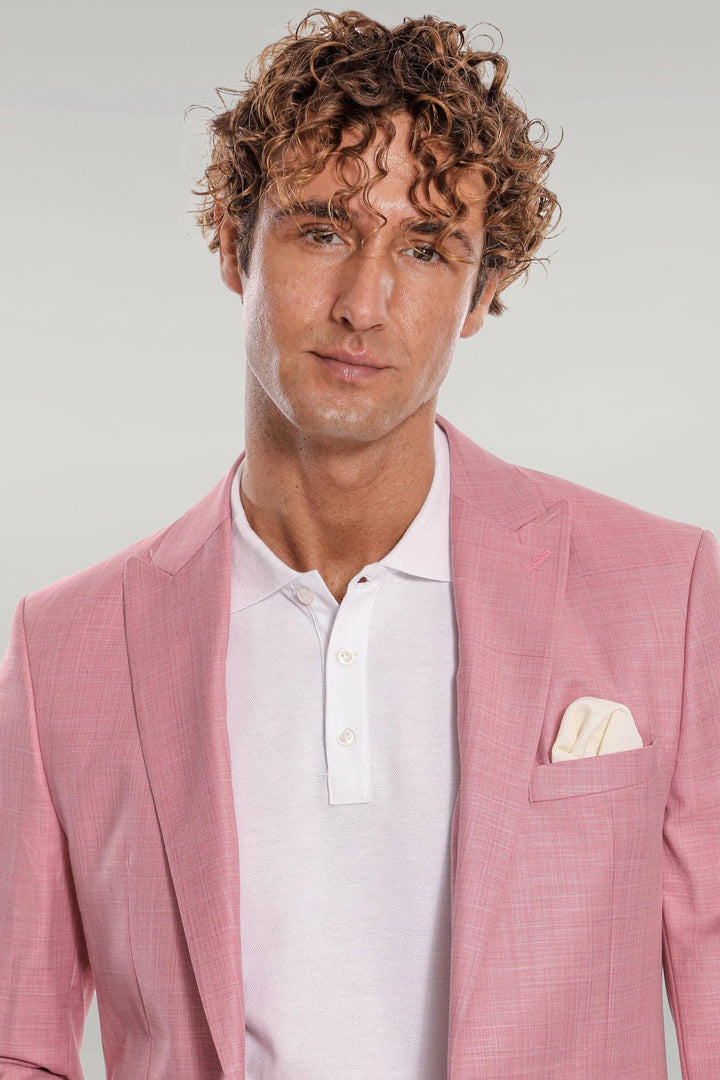 Abito da uomo rosa slim fit in 2 pezzi fantasia - Wessi