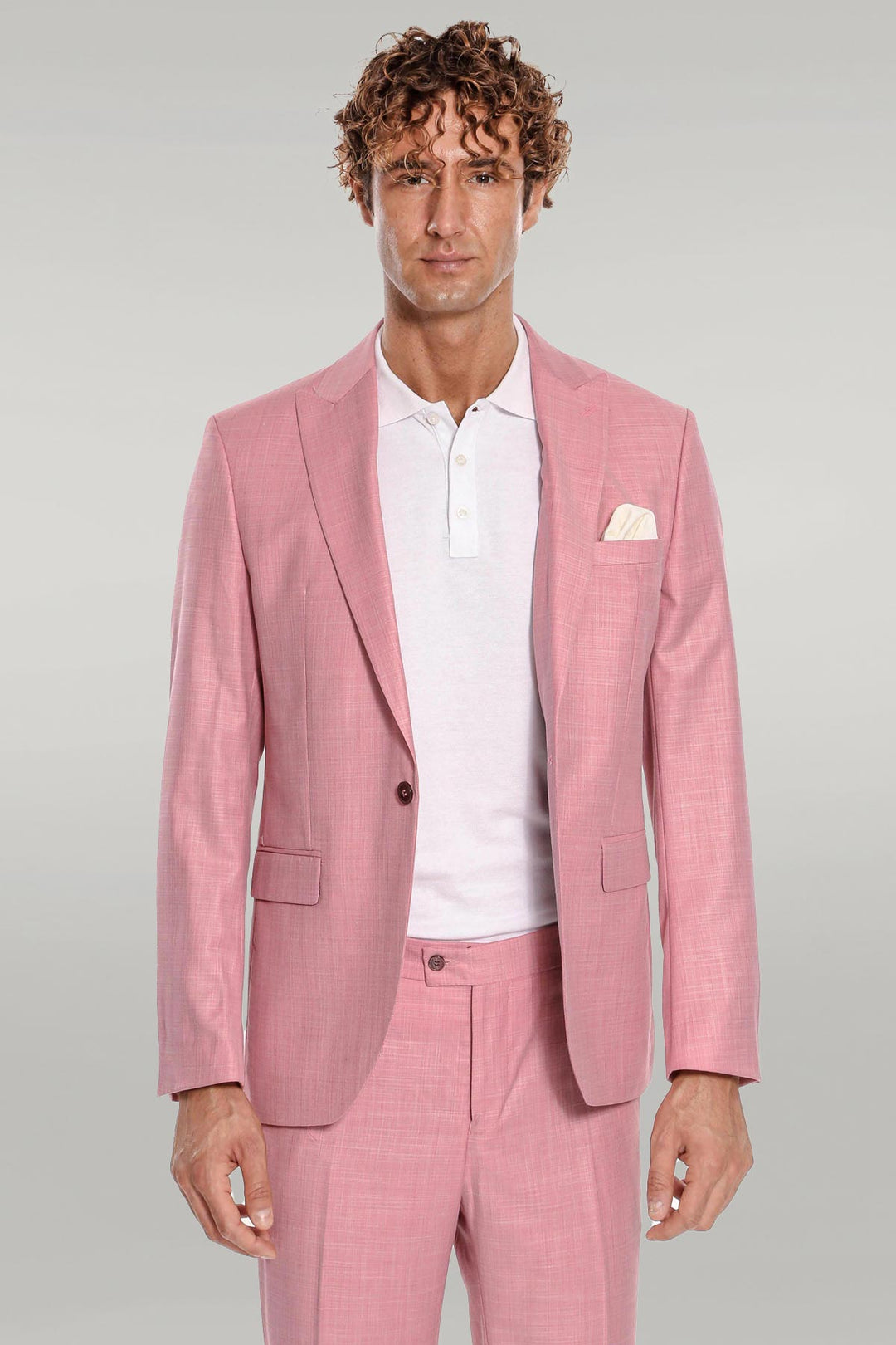Abito da uomo rosa slim fit in 2 pezzi fantasia - Wessi