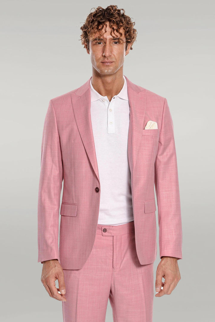 Abito da uomo rosa slim fit in 2 pezzi fantasia - Wessi