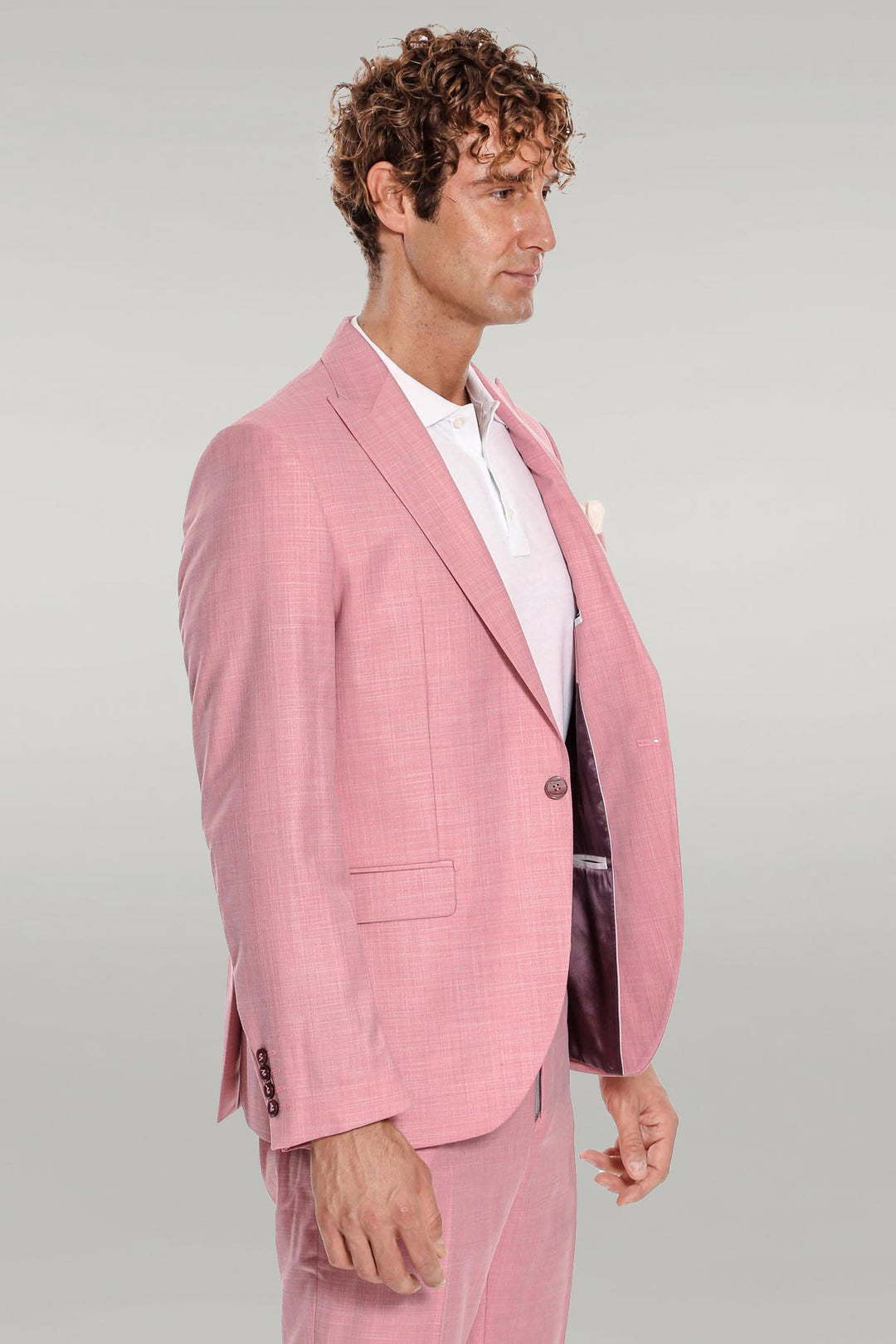 Abito da uomo rosa slim fit in 2 pezzi fantasia - Wessi