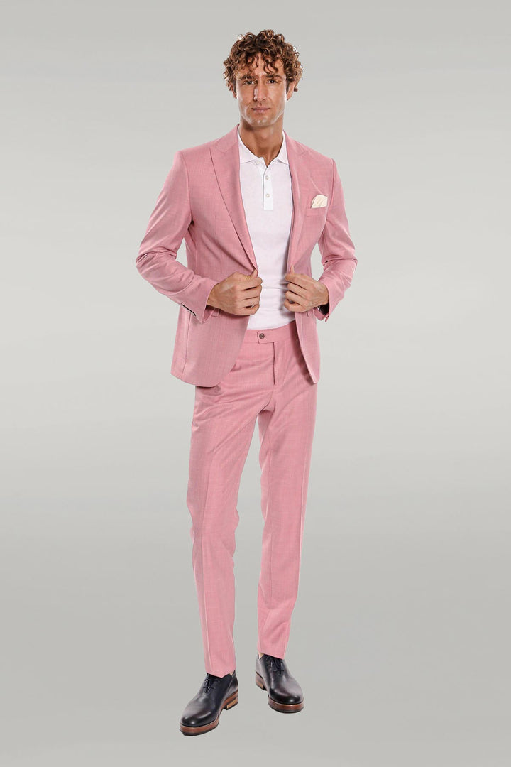Abito da uomo rosa slim fit in 2 pezzi fantasia - Wessi