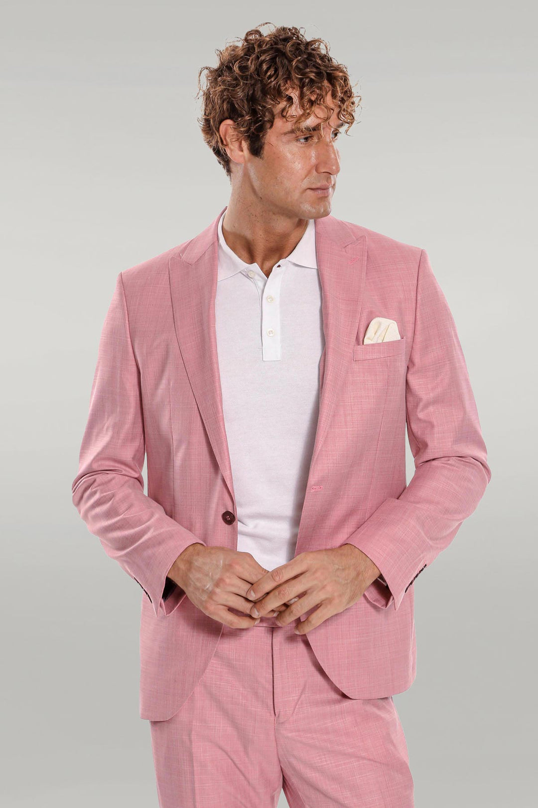 Abito da uomo rosa slim fit in 2 pezzi fantasia - Wessi