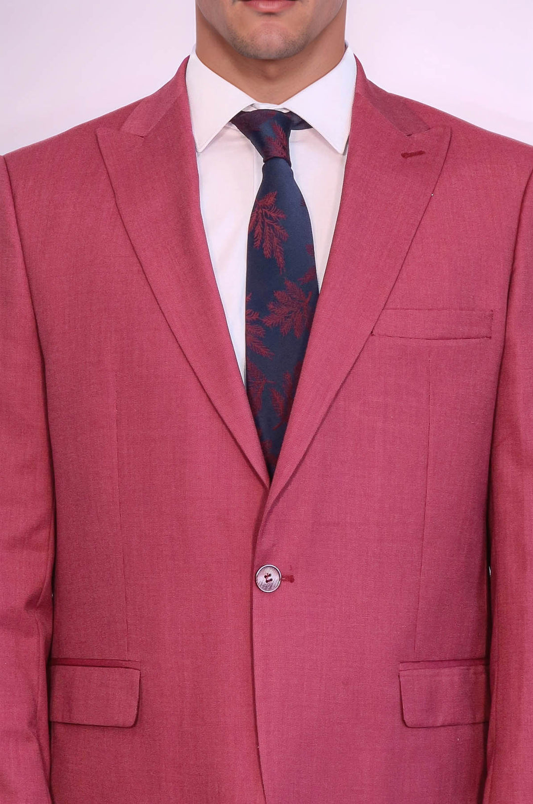 Abito da uomo magenta slim fit fantasia in 2 pezzi - Wessi