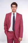 Abito da uomo magenta slim fit fantasia in 2 pezzi - Wessi