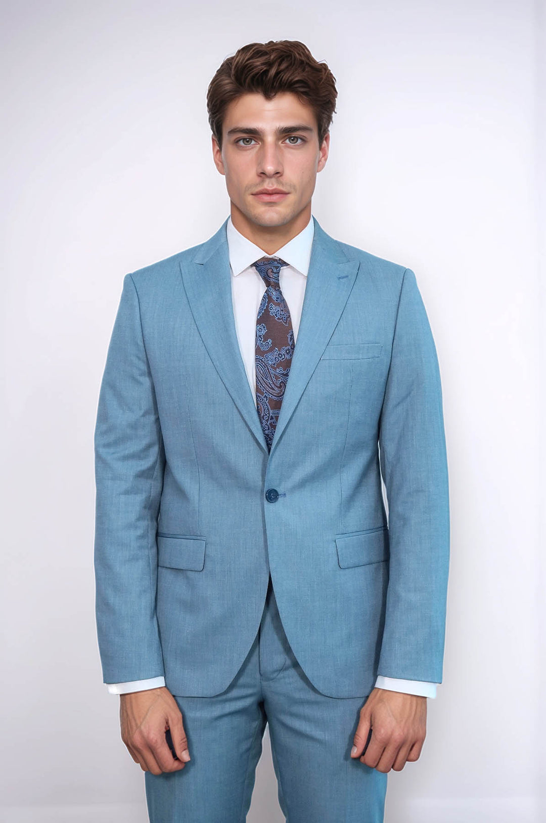 Abito da uomo verde petrolio slim fit in 2 pezzi fantasia - Wessi
