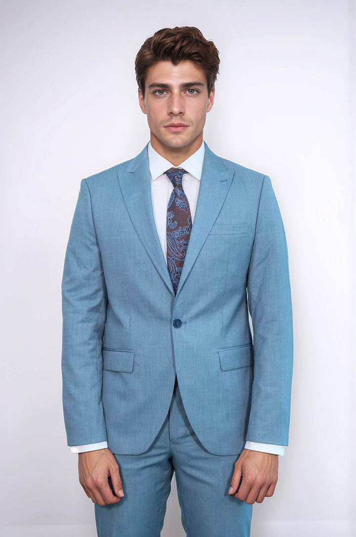 Abito da uomo verde petrolio slim fit in 2 pezzi fantasia - Wessi