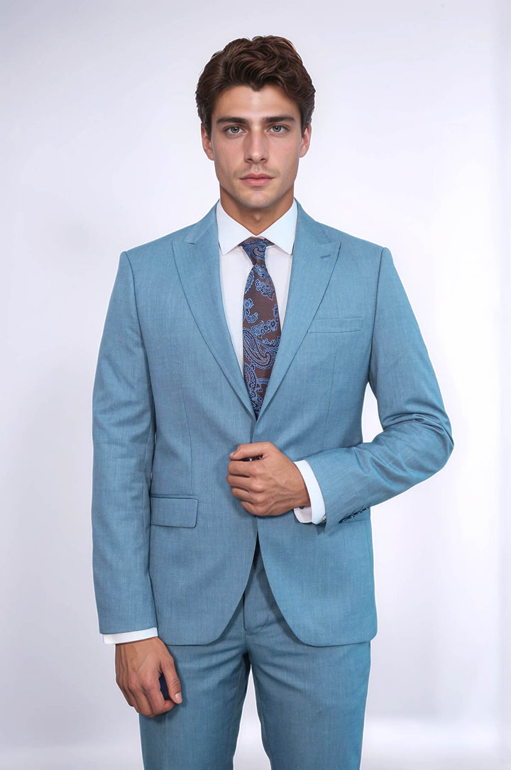 Abito da uomo verde petrolio slim fit in 2 pezzi fantasia - Wessi