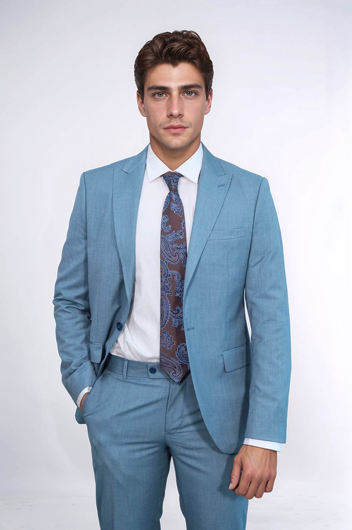 Abito da uomo verde petrolio slim fit in 2 pezzi fantasia - Wessi