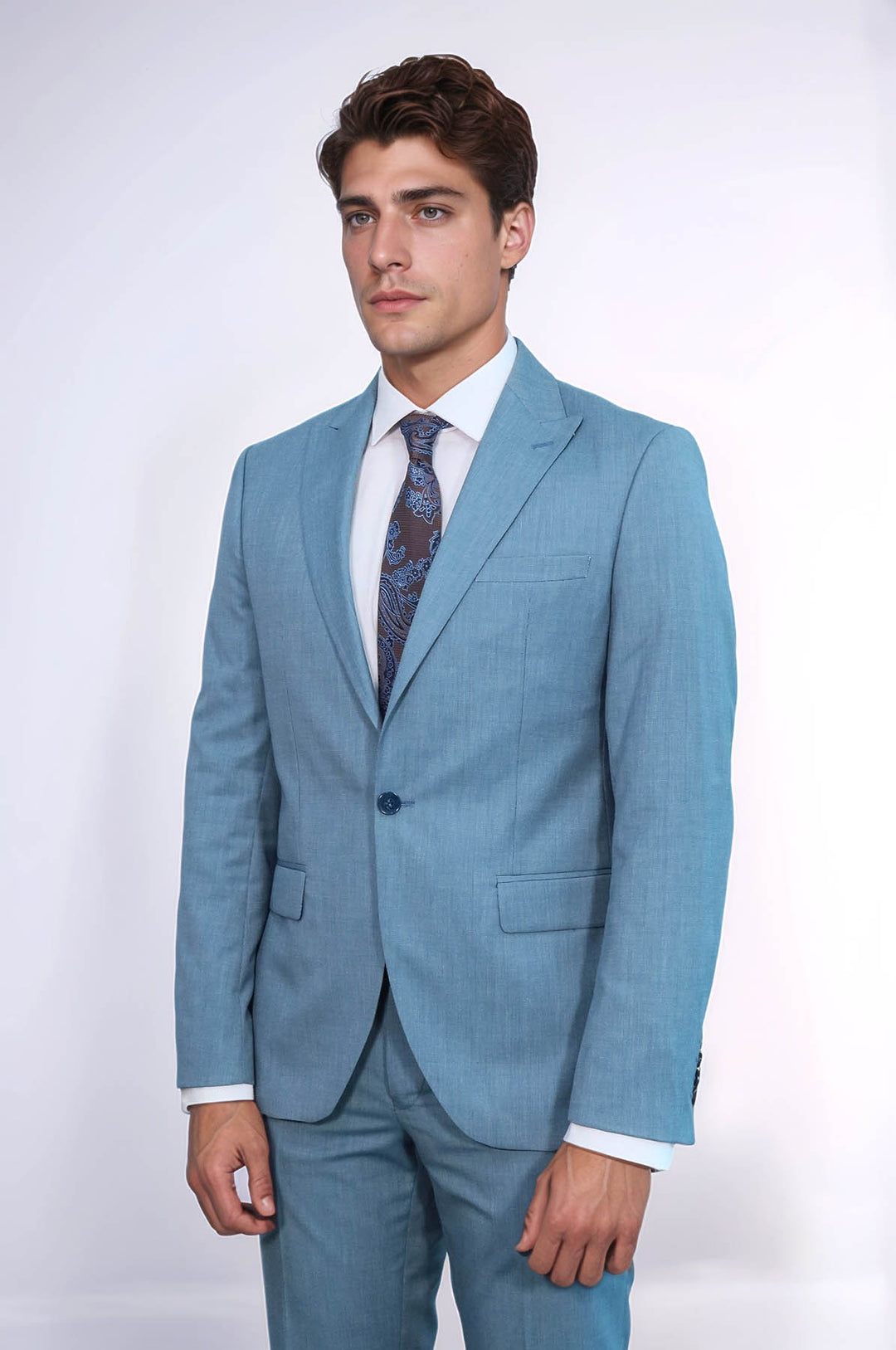 Abito da uomo verde petrolio slim fit in 2 pezzi fantasia - Wessi