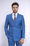 Traje cruzado slim fit azul para hombre - Wessi