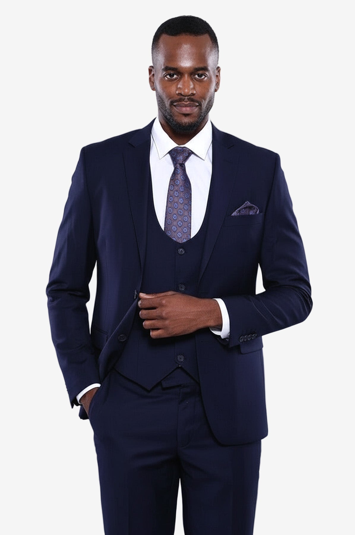 Navy Blue Plain 3-Piece Vested Suit | Wessi Men's Business Suit Wessi - Discover Diversity Navy Blue Plain 3-Piece Vested Suit | Wessi Men's Business Suit Wessi - Discover Diversity