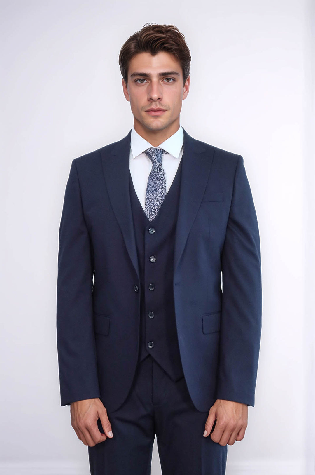 Traje hombre liso slim fit azul marino - Wessi