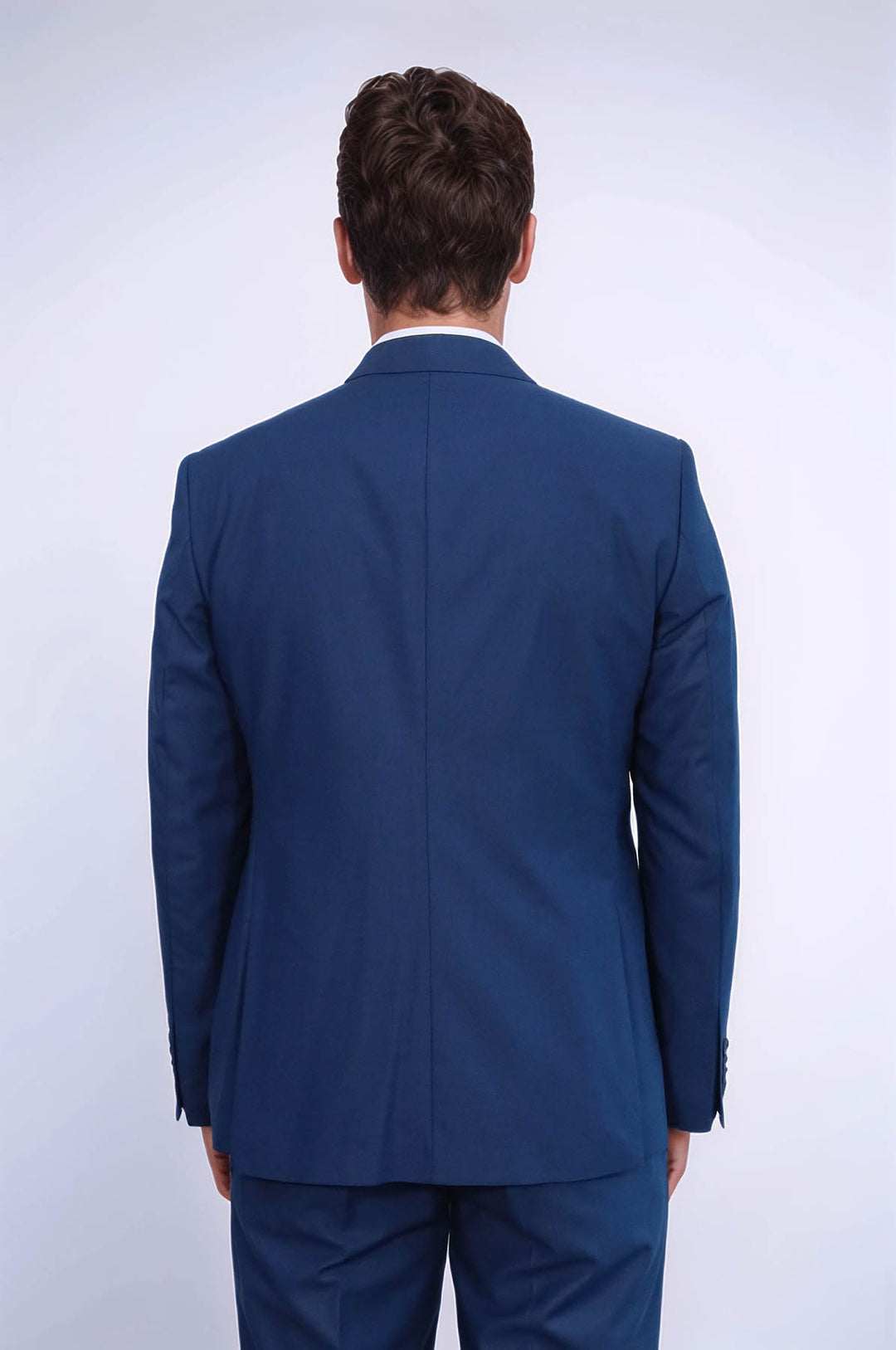 Traje azul liso para hombre con chaleco - Wessi